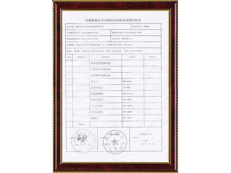 青藏鐵路公司合格供應(yīng)商表